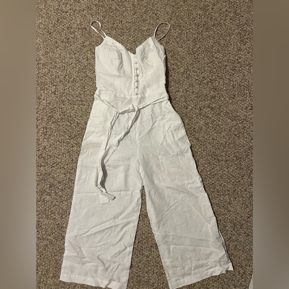 Banana Republic White Jumpsuit Lenin 0 EUC - Picture 1 of 4